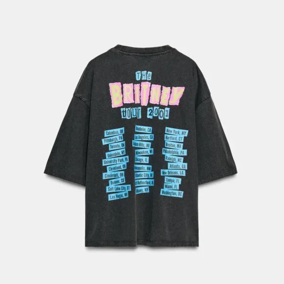 ZARA Britney Spears Tour Washed Effect Short Sleeve T-Shirt Women's Size Small S - Picture 3 of 16